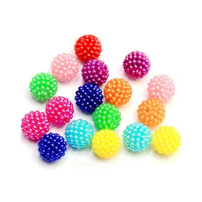 China Jewelry Making Wholesale 10mm Chunky Pearl Rhinestone Bumpy Bubblegum Acrylic Plastic Gumball Berry Arbutus Ball Beads for sale