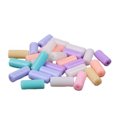 China Cylindrical Acrylic Tube 10*5mm Multicolor Acrylic Beads Handmade DIY Plastic Bead Material Accessories for sale