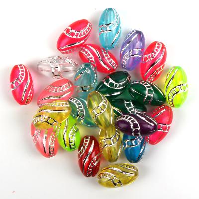 China Acrylic Mixed Colorful Transparent Shiny Thread Olive Shape Loose Beads For Acrylic Jewelry Making for sale