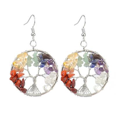 China FASHIONABLE Colorful Amethyst Stone Tree Of Life Drop Earrings Crystal Tree Earrings Women for sale