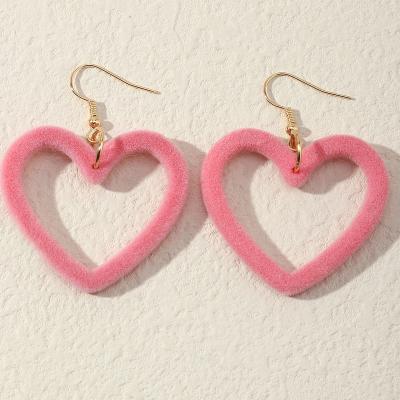 China BOHEMIA Pink Heart Earrings For Girls Big Heart Circle Dangle Earrings Valentine's Day Gifts For Women Girls for sale