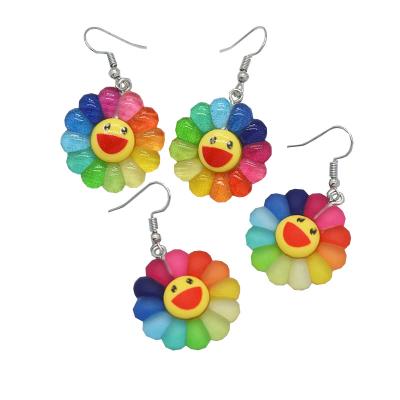 China Wholesale Cute Cartoon Lovely Resin Smiley Sunflower Earrings Sunflower Earrings For Women for sale