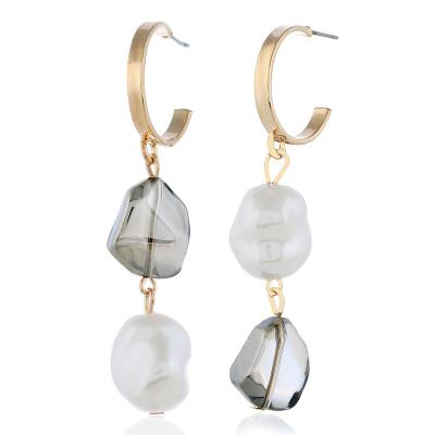 China No Korean version of ABS pearl alloy letter C shape ladies geometric irregular earring for sale