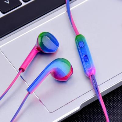 China Headphones Colorful Bass Gradient Wired In Ear Sound Sports Perfect Phone Earphone Head Phones With Mic Music Earphones for sale