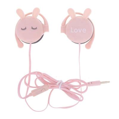 China New 3.5mm Perfect Cute Rabbit Cartoon Sound Stereo Earphone Headphone With Ear-hook Sports Headset for sale