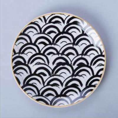 China Nordic Viable Pasta Creative Fish Round Steak Geometry Ceramic Dinner Dish For Restaurant for sale