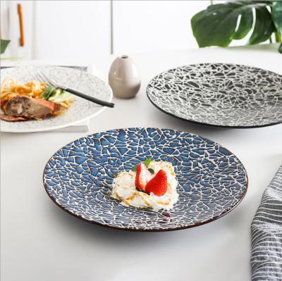 China Sustainable New simple creative western style round porcelain steak spaghetti plate for home hotel restaurant for sale