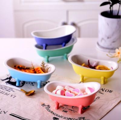 China Viable Style Hot Colored Irregular Ceramic Bath Ins Theme Restaurant Dessert Baking Bowl for sale