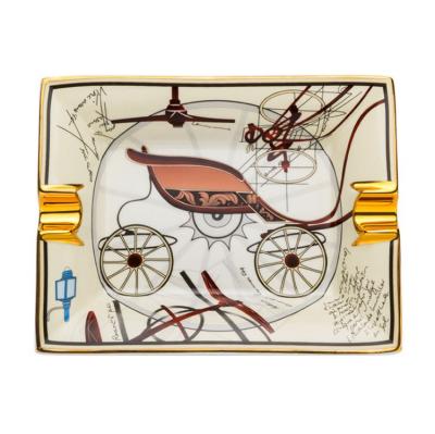 China High quality ceramic creative mechanical trolley cigar slot double table cigar ashtray windproof ashtray for sale