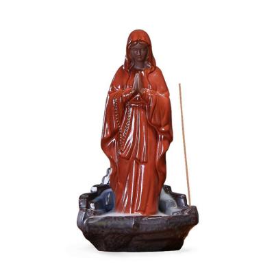 China Wholesale Creative Tower Incense Tower Virgin Mary Aroma Jesus Smoke Indoor Ceramic Censer Reflow for sale