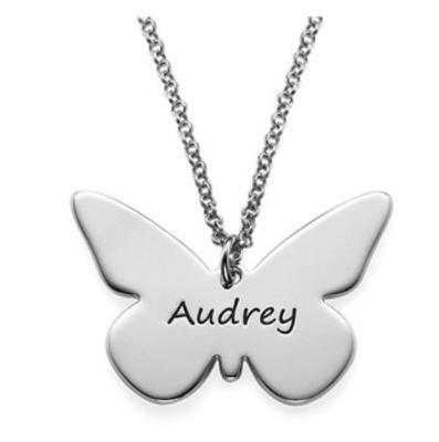 China TRENDY Fashion Kids Custom Name Stainless Steel Butterfly Necklace for sale