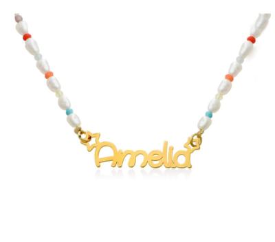 China TRENDY Kids Custom Name Silicone Polymer Clay Stretch Bead Women Heishi Bead Necklace for sale