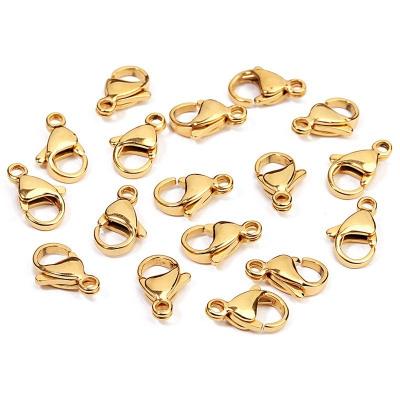 China Decoration Wholesale custom High Quality Stainless Steel 18K Gold Plated 9-16mm Lobster Clasp Accessories for sale