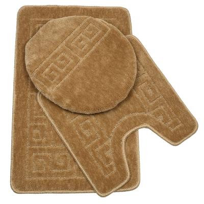 China Cheap Factory Price Reduced Mat Water Absorb Shaggy Carpet Cover Luxury Bathroom Mat Set Non Slip High Viable Bathroom Set 3pcs Low for sale