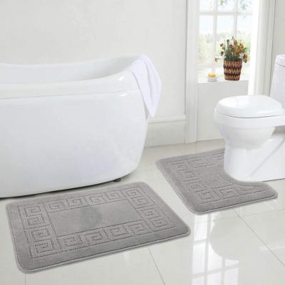 China Bath Mat Set Sustainable Non Slip Cheap Factory Price Reduced High-Low Loop Bathroom Cover Mat Water Absorb Shaggy Carpet Microfiber for sale