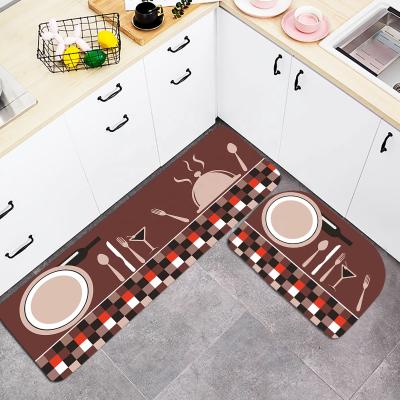 China Washable Flannel Microfiber Kitchen Mat Set Of 2 Wholesale Custom Design Printed Material Door Mat Polyester Fiber Floor Mat Carpet Covers for sale