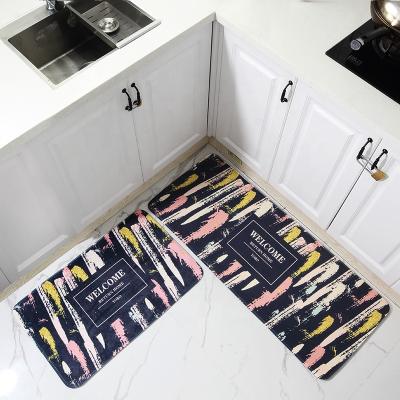 China Wholesale Washable Microfiber Printed Modern Rug Long Non Slip Indoor Floor Drying PVC Anti Fatigue Kitchen Mat dropshipping for sale