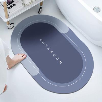 China Wholesale Custom Bathroom Non-slip Shower Mat Bathroom Mat Viable Diatom Mud Foam Layer Super Absorbent Floor Mat for sale