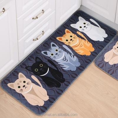 China Cat Design Kitchen Floor Mat Cute Reversible for sale