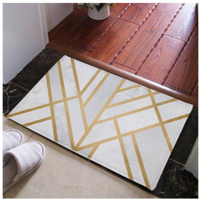 China Wrinkle-Resistant Custom Sublimation Printed Non Slip Flannel Fleece Door Mat for sale