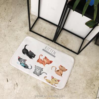 China Cartoon Floor Mats Cute Cat Animals Printed Kitchen Mat for sale