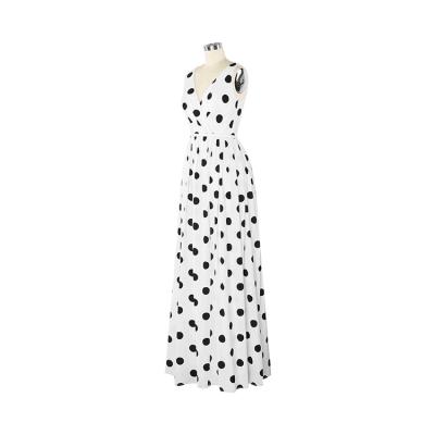 China 100% Polyester Polka Dot Anti-Static Pleated Dress Women White Long Formal Customization Pleated Dress Women for sale