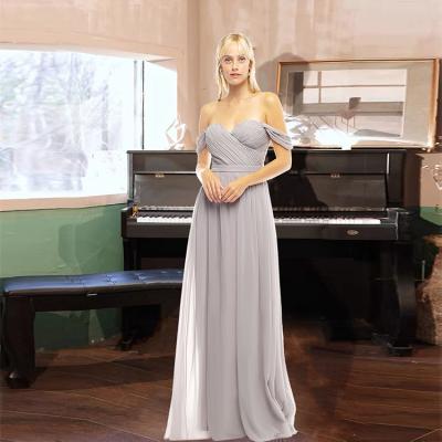 China OEM/ODM Anti-Static Casual Backless Ruffles Beach One Line Chiffon Bridesmaids Dresses Formal Dress for sale