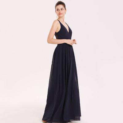 China Low Profile 100% Polyester Chiffon A-Line Sleeveless High Quality Direct Anti-Static V-Neck Bridesmaid Dresses For Bridesmaids for sale