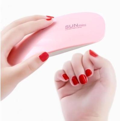 China Workable 6W Mini Pink LED UV Lamp Nail Dryer For All Gels 6 LED Dryer Lamp Polish Sun Light Timer 45s/60s For Nail Dryer for sale