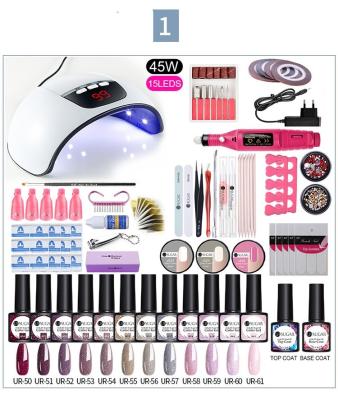 China Modern Fashionable UV Nail Set LED Lamp Dryer With Gel Kit Soak Off Nail Polish Manicure Tools Sets Electric Drill Nail Art for sale