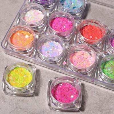 China Excellent Nail Art Effect Whole Sale 12 Colors/Set Acrylic Powder Crystal Diamond Nail Powder For Nails Sellers Nail Mixed Glitter Glitter Flake for sale