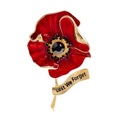 China ALLOY Eanmel Red Poppies Brooch 