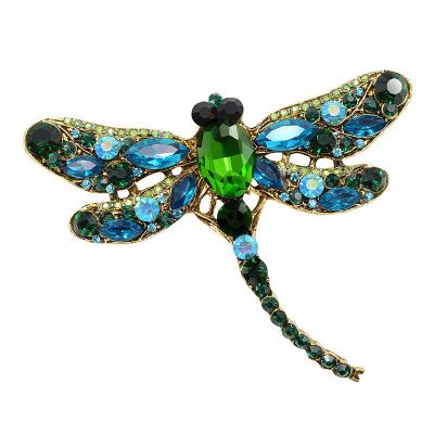 China ALLOY Crystal Vintage Dragonfly Brooches for Women Cute Pin Fashion Dress Coat Accessories Large Insect Brooches Jewelry for sale