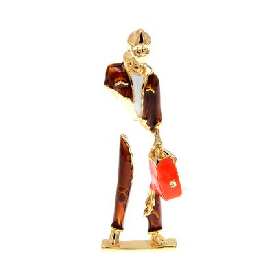 China Fashion Figure Brooch Man Work ALLOY Enamel Suit Elegant Pin Brooch Unisex Jewelry 2 Colors Avaibale for sale