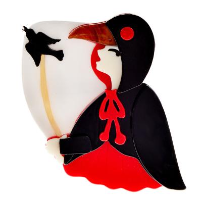 China Plastic maintenance to high quality little bird girl brooch fashion design figure style acrylic brooches for sale