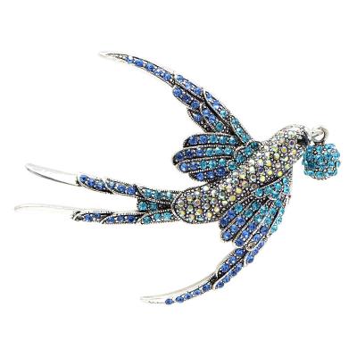 China Colorful ALLOY Rhinestone Swallow Brooches For Women Vivid Beautiful Bird Animal Brooch Pin 2 Colors Good Gift Available for sale