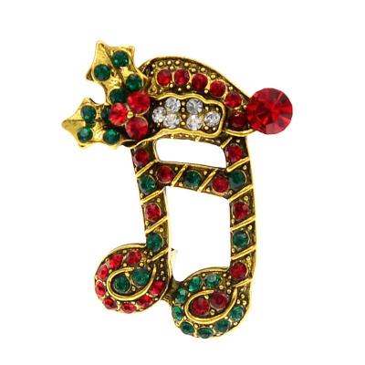 China New ALLOY Rhinestone Musical Note Brooches For Women Dress Coat Accessories Jewelry Colorful Crystal Pins Vintage for sale