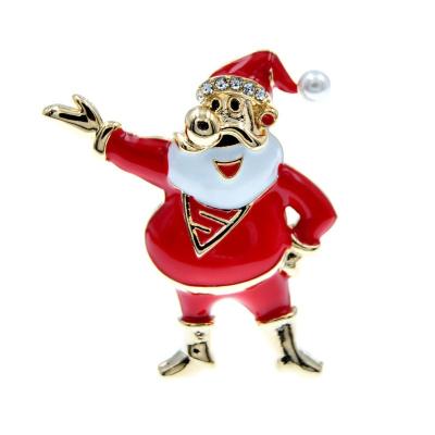 China High Quality ALLOY Red Color Enamel Pin Santa Claus Brooch Merry Christmas Decoration Tree Jewelry for sale