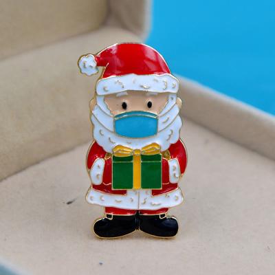 China ALLOY Red Color Enamel Santa Claus Brooches Pins Fashion Women And Men Jewelry 2 Colors Christmas Accessories Available for sale