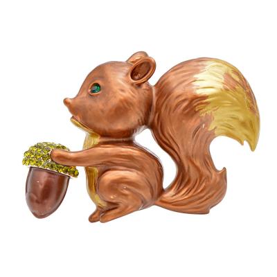 China ALLOY 2 colors choose enamel women and men Pin Fashion Jewelry Coat Accessories unisex squirrel brooch animal high quality for sale