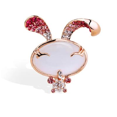 China ALLOY Rhinestone Rabbit Brooches For Women Cute Animal Pin Brooch 2 Colors Available Fashion Jewelry Kids Accessories Gift for sale