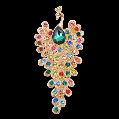 China ALLOY Rhinestone Peacock Brooches For Women Vintage Pin Luxury Fashion Brooch High Quaity Animal Party Jewelry for sale