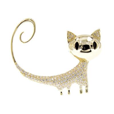 China Brass Zirconia Small Kitty Brooches For Women Copper Animal Cat Pin Brooch Winter Accessories Gift Jewelry Design drop shipping for sale