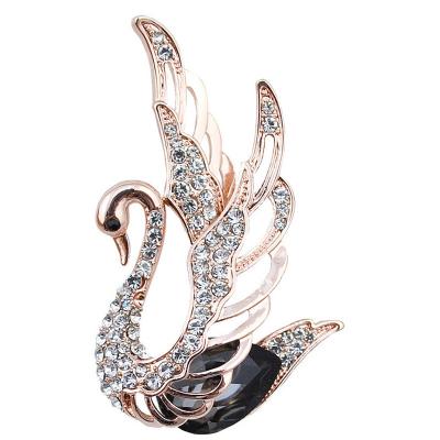 China ALLOY 3 Colors Choose Rhinestone And Crystal Swan Brooches For Women Elegant Animal Pins And Brooches Shape Jewelry 2019 for sale