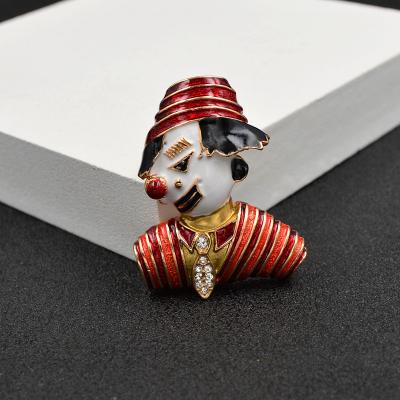 China NEW ALLOY Exaggerate Enamel Metal Clown Brooch For Women Girls Pins Lapel Badges Bag Decorations Party Jewelry 3 Colors for sale