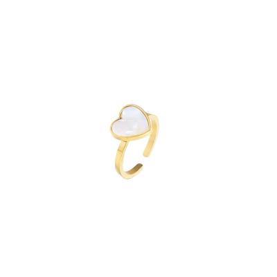 China Manufacturer TRENDY Custom Never Fade High Quality 2022 Jewelry Heart Ring Women 18k Gold Plated Stainless Steel Rings for sale