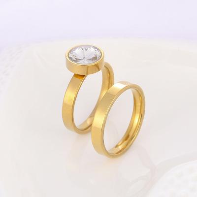 China High Quality FASHIONABLE Manufacturer Custom Ring Jewelry Non Fade Cheap 14k 18k Gold Plated Stainless Steel Ring Couples Gold Ring for sale