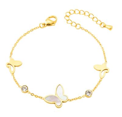 China CLASSIC Manufacturer Custom Popular Bracelet, Stainless Steel Gold Color Butterfly Animal Bracelet, Woman Girl Bracelet for sale