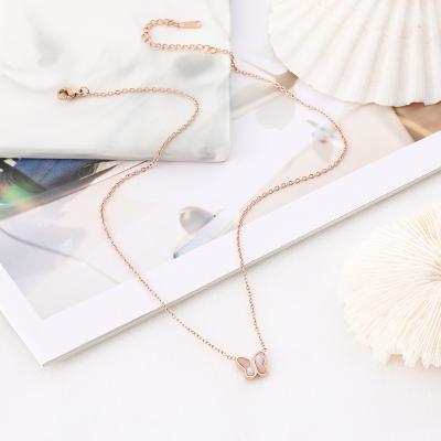 China FASHIONABLE gold plated jewelry maker custom jewelry non fade pvd necklace stainless steel gold plated butterfly necklace wholesale for sale