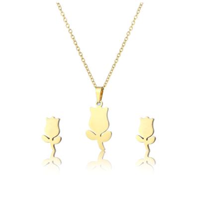 China FASHIONABLE Jewelry Factory Custom Gold Filled Jewelry Set Flower Necklace Set High Quality Cheap Gold Filled Jewelry Set Custom for sale